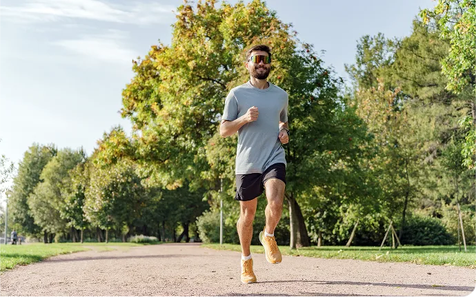 Man running in park